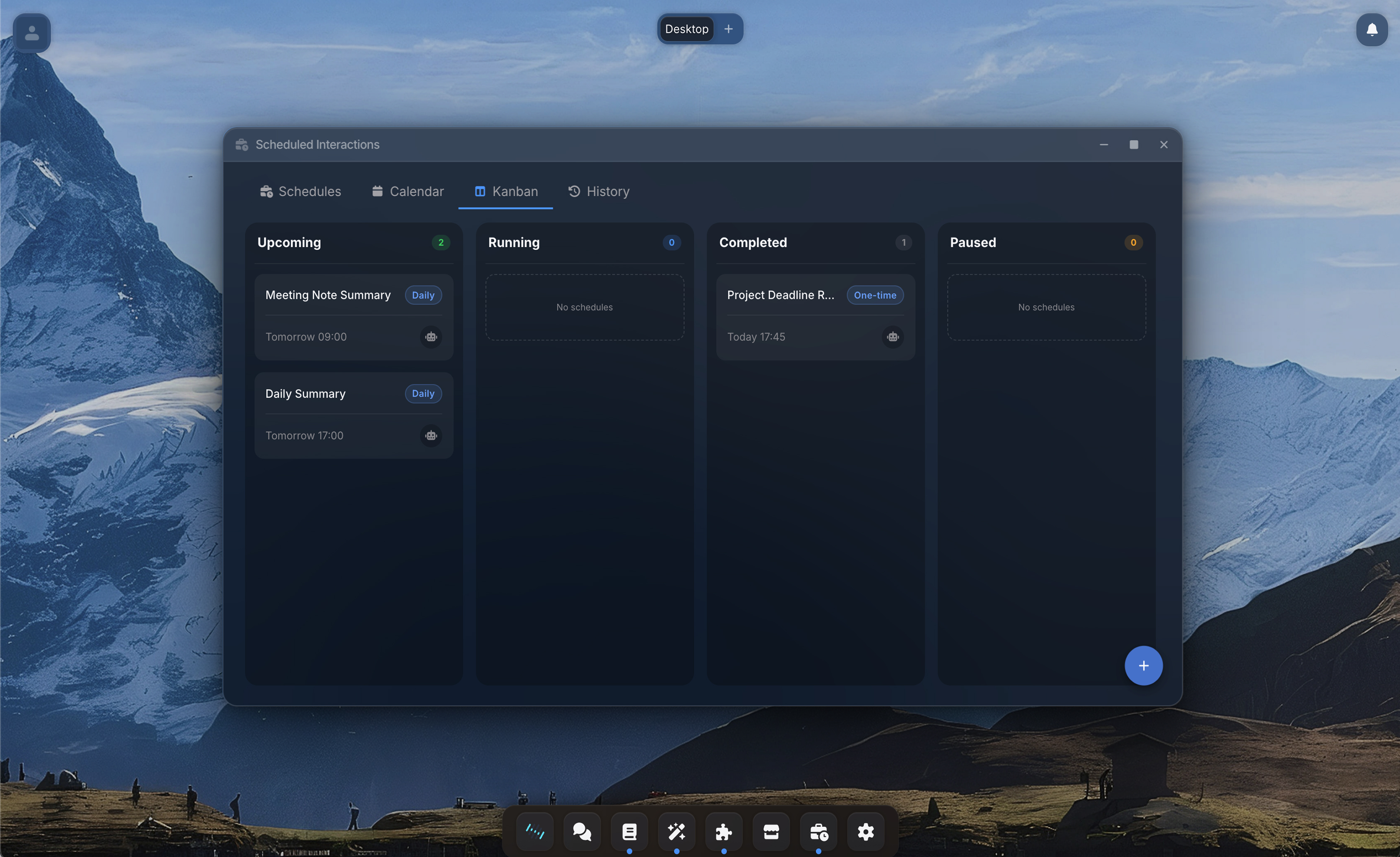 Conversation transitioning into a scheduled interaction card